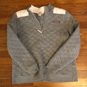 Vineyard Vines Gray and White Quarter ZIP